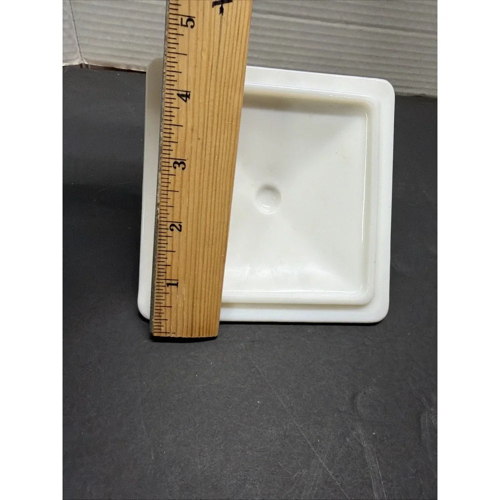 Vtg. LID ONLY- Milk Glass, Covered Candy Dish Lid (No Dish) Old Quilt, 1940's